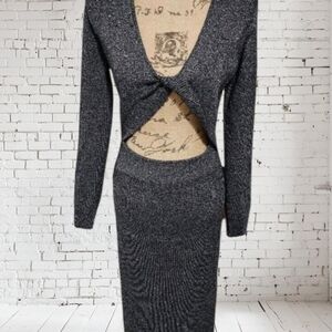 New House of Harlow 1960  Metallic Cut Out Knit Dress Size Medium